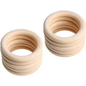 2.2 Inch Width Wooden Rings 10PCS for Macrame, Jewelry Making, and DIY Crafts, Unfinished Smooth Wood Rings, 2/5 Inch Diameter