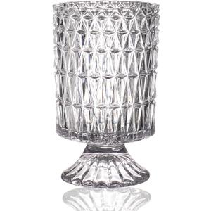 MCMCNCUIU Crystal Vase, Flower Vase, Glass Vase for Bouquet, Clear Vase, Large Vase for Flowers, Pedestal Glass Vase for Living Room, Bedroom, Dining Table, Birthday, Wedding, 7 inch (Diamond)