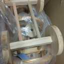 2PC Wicker Carriage Flower Basket, Willow Centerpiece Decor Wooden Wheels
