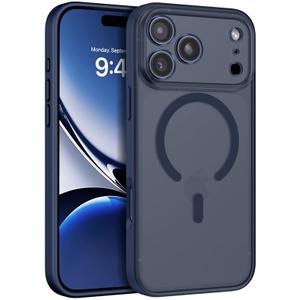 Magnetic for iPhone 17 Pro Max Case 2025, Upgraded [Full Camera Protection] [Compatible with Magsafe] [Translucent Matte] Drop Shockproof Protective Bumper Women Men Phone Cover 6.9inch, Deep Blue