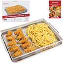 Air Fryer Basket for Oven with 50 Recipes, Extra Large 2 Piece Nonstick Crisper Tray & Basket, Stainless Steel Air Fryer Accessories for Crispy Foods Healthy Cooking, Dishwasher Safe, 16.5” x 12.5”