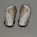 Shin Guards Soccer Kids Youth, CE Certified Airsfish Shin Guard Protection Gear for 2-18 Years Old Boys Girls Teenagers High Impact Resistant Breathable Comfortable 1 Pair 4 Sizes (X-Small, White+Gold Wave)