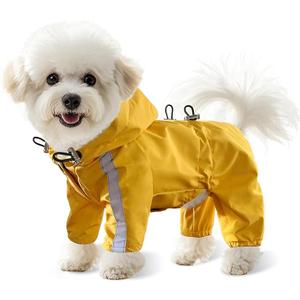 LOS ANDES Dog Raincoat Waterproof Rain Jacket with Hood for Small Dogs, Snowproof Windproof Lightweight Puppy Clothes with Reflective Strap and Leash Hole XL