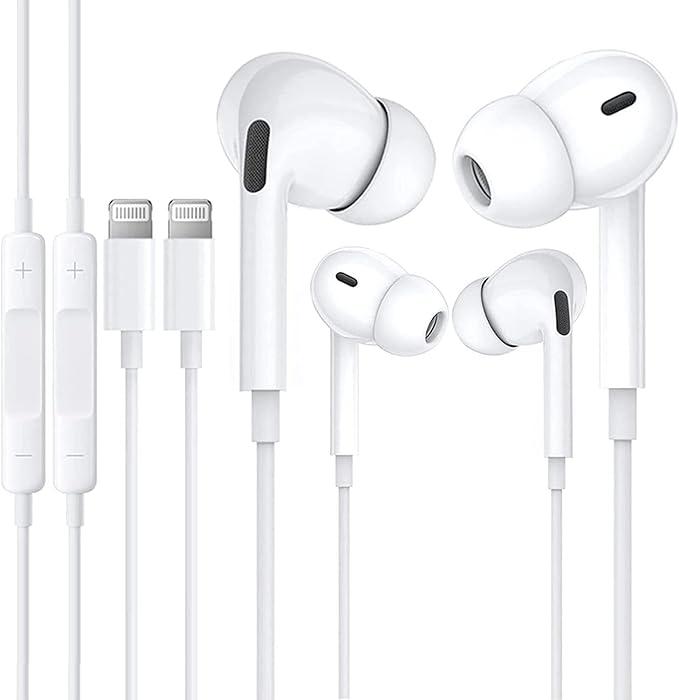 Lightning Headphones with Cable, Pack of 2, In-Ear Headphones Compatible with Apple iPhone 14/13/12/11/X/Pro/Pro Max iPad