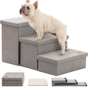 Love's cabin Dog Stairs for High Bed 18"H,Foldable Pet Stairs for Small Medium or Large Dogs Puppy with Storage for Bed or Couch, Cat Dog Steps Ramp with Zip up to 200 lbs(Solid Grey,3 Steps no Condo)