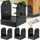 6x6 Post Base Brackets4PCS Heavy-Duty Post Bracket Surface Mount for Concrete, Thickened Pergola Brackets, 10,000 lbs Capacity, Black, Hidden Fasteners