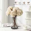 Artificial Flower Fake Silk Hydrangea Heads Bouquet with Stems Bulk for Fall Decoration Table Center Christmas Indoor Outdoor Faux Floral Realistic with Leaves Plants Crafts 8PCS (White)