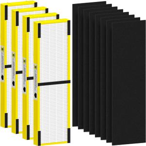 FLT4825 HEPA Filter B Replacement Compatible with G-Guardian AC4825, AC4300, AC4900, AC4825DLX, AC4850, CDAP4500, AP2200 Air Purifier, 4 H13 True HEPA Filters + 8 Activated Carbon Pre-Filters, Yellow