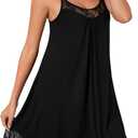 LYANER Women's Sexy Nightgowns Lace Spaghetti Strap Chemise Lingerie Slip Nightdress Sleepwear (Black)