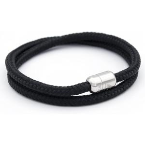 Wind Passion - Mens Bracelet, Durable Rope Wristband for Men, Versatile Pulseras Para Hombres - Waterproof, Magnetic Clasp, Ideal for Outdoor & Fashion (Medium ( Wrist size: 5.72 - 6.29 inch ), Silver Magnet - Black Pearl)