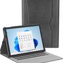 Case fit 13 Inch Microsoft Surface Pro 11/10/9/8, Multiple Angle Viewing Portfolio Business Cover with Stylus Holder & Pocket, Compatible with Type Cover Keyboard & Dock, Grey