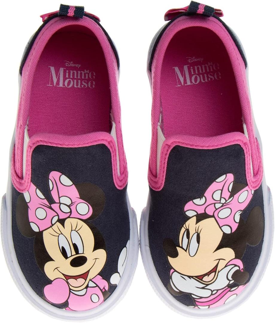 Disney Minnie Mouse Shoes for Girls - Kids Toddler Character Low top Slip-on Casual Tennis Canvas Sneakers (Navy/ Fuchsia) (Size 6 Toddler)