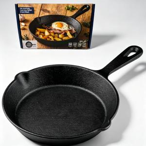 Pre-Seasoned Cast Iron Skillet, Black, 6 Inch Mini Frying Pan with Handle