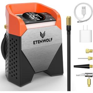 ETENWOLF Zephyr S5 Heavy-Duty Tire Inflator Portable Air Compressor, 160PSI &15600mAh Cordless Air Pump with LED Light for Car Tires, Bike, Motorcycle, Balls, Pickups (Vivid Orange)