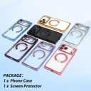 OOK Magnetic Case Made for iPhone 17 Pro Max 6.9 Inch (Compatible with MagSafe) Clear Phone Cover with Screen Protector Soft TPU Anti-Scratch Shockproof Protective Case for Women Men - Purple