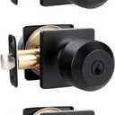 goldenwarm Matte Black Keyed Alike Exterior Door Knob, Front Door Knob with Lock and Key, Black Door Knobs Exterior 3 Pack