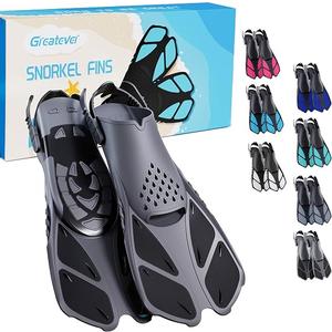 Greatever Snorkel Fins, Travel Size Short Flippers for Snorkel Swim Diving
Snorkeling Gear For Adults Kids Adjustable Swim Fins Flexible Open Heel Lightweight Scuba Diving Fins for Men Women