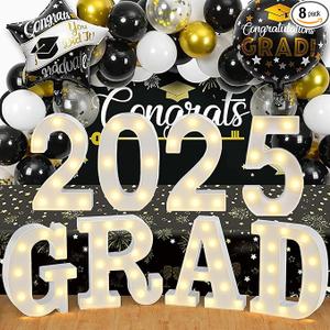 8 LED Marquee Letters for 2025 Graduation, Light Up Letters for Graduation Decorations, Class of 2025 Light Decor for High School, College, Graduation Party Supplies