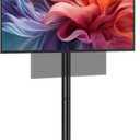 AX WABER Mobile TV Floor Stand for 19-50 inch LCD LED Flat/Curved Panel Screen TVs up to 55 lbs, Height Adjustable TV Stand Mount with VESA 200x200, Portable TV Stand with Tilt Function AX1007TBM