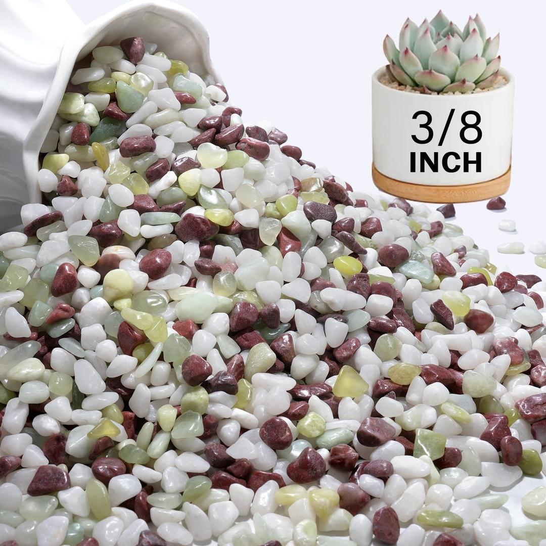 NUPICK 12 lbs Pebbles for Indoor Plants, 3/8 Inch Pea Gravel for Fish Tank, Polished Decorative Rocks for Succulent, Natural River Stones for Vases, Cactus, Landscaping, Bird Bath, Colorful Mixed