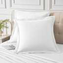 Homiest Euro Sham Covers 28x28 Inch Set of 2, White Pillow Shams with 2 Inch Wide Decorative Flange, European Square Pillowcases 28x28 Pillow Covers, Soft & Cozy Microfiber, Envelope Closure