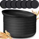 Zopeal 15 Pcs Unbreakable 10 Inch Wheat Straw Plates Set for Fruit Kitchen Salad Dessert Cakes Dish Reusable Plastic Lightweight Deep Dinner Plates, Microwave and Dishwasher Safe(Black)