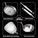 Cooking Utensils Set Stainless Steel Kitchen Metal Serving Utensils Set of 6 Pcs-Wok Spatula Ladle Set, Slotted Skimmer, Pasta Server, Serving Spoon, Slotted Spatula Tunner,Dishwasher Safe