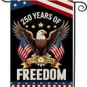 2 x 250th Anniversary USA Garden Flag, 4th of July Garden Flag with Eagle & Flag, American Garden Decoration, Patriotic 250 Years of Freedom Banner, Double Sided Yard Flags for Independence Day Decor