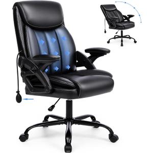 Ylzyxal Office Chair with Airbag Lumbar Support, 90°-160° Reclining Executive Desk Chair for Long Hours Sitting, Adjustable Height & Armrests