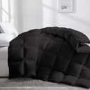 puredown Goose Feather Comforter Twin Size, All Season Duvet Insert, Ultra Soft 100% Cotton Shell, Hotel Collection Medium Warmth Feather Comforter (Black, 68x88)