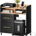 YITAHOME File Cabinet with Charging Station, Printer Table Cabinet for Home Office, Printer Stand Cart, Fits A4, Letter, Legal Size Files, Office Furniture, Black, 35 inches x 35.6 inches x 15.7 inches