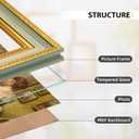 8x24 Picture Frame, HD Real Glass Ornate Vintage 8x24 Photo Frame, 8 by 24 Poster Frame with Gold Green Texture Border Horizontal & Vertical Display for Tabletop or Wall Decor (1 Pack)