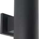 Progress Lighting 5-Inch Cylinder Outdoor LED Wall Sconce, 2-Light Modern Wall Mount LED Up and Down Lights, Interior and Exterior Lighting for Home or Porch, Aluminum, Black (P5675-31/30K)