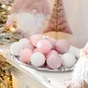 Hollowfly 18 Pcs Blush Pink Christmas Ball Ornaments 2.4'' Christmas Tree Balls Satin Xmas Baubles Hanging Decor Holiday Natural Textured Rustic Ornaments for Xmas Tree Home Decor Bowl Filler Gift