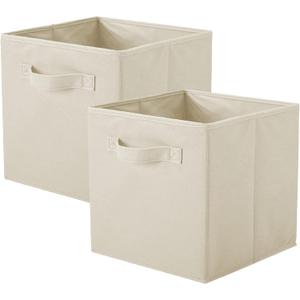 ShellKingdom Storage Bins, Foldable Fabric Storage Cubes And Cloth Storage Organizer Drawer For Closet And Toys Storage,2 Pack (Beige)
