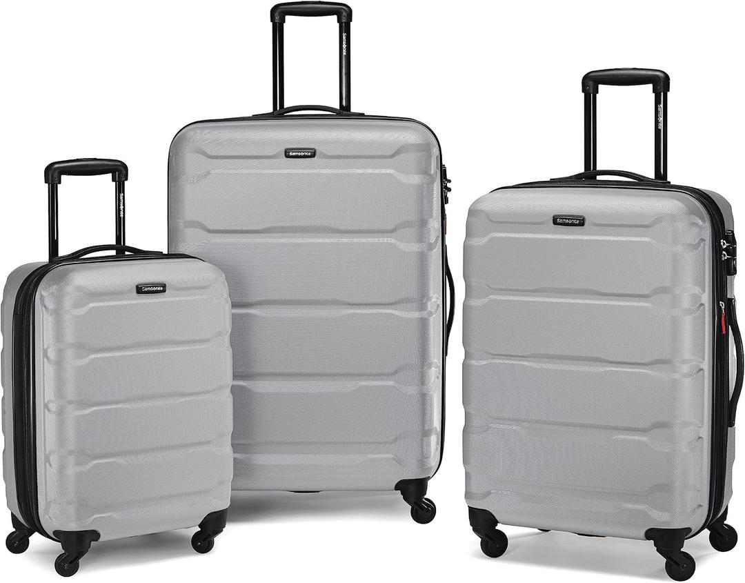 Samsonite Omni PC Hardside Expandable Luggage with Spinner Wheels, Silver, 3-Piece Set (20/24/28)