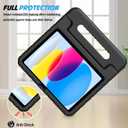ProCase Kids Case for iPad A16 11th Generation 2025/iPad 10th Generation 2022 with Pencil Holder, iPad 11/10 Case Shockproof Lightweight Cover with Stand Convertible Handle for Children -Black