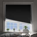 Blackout Curtains for Bedroom (27"x60"), Portable Window Blinds with Upgraded Hook & Loop Strips, No Drill 100% Black Out Shades & Window Curtains for Bedroom, Baby Nursery, Travel Use Black