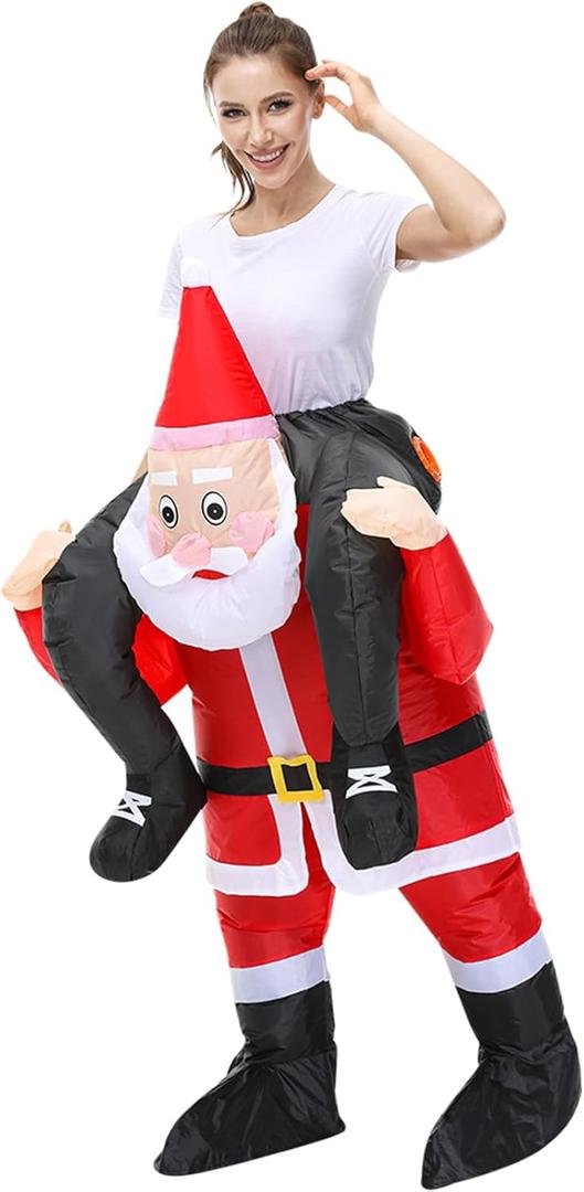 Red Inflatable Santa Claus Costume Blow up Santa Costume Cosplay Party Halloween Xmas Christmas Suit Parade Carnival Suit