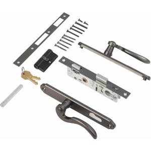 Solid Brass Lever Handle Mortise Lock Set for Screen/Storm Door Replacement, Only for Left-hinged Outswing Door(View from Outside) of 1 in. Or 1.38 in. Thickness, Brushed Dark Bronze