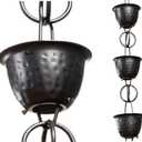 Monarch Rain Chains Aluminum Hammered Cup Black Rain Chains for Gutters 3 ft Extension Black Decorative Rainchain Outdoor Durable Heavy Duty Gutter Chain Downspout, Modern Rainchains for Outside
