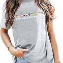 Pride Shirts for Women Lesbian Rainbow Letter Print T-Shirt LGBT Equality Tee Gay Pride Short Sleeve Top Blouse, Large