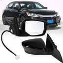 Right Passenger side Mirror Fits 2013-2017 Honda Accord Sedan/Coupe with Power Glass without Heated without turn signals without Blind Spot Match Black Replace 76208T2FA11 (3Pins)