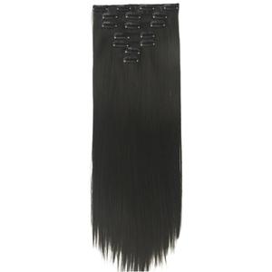 Long Straight Synthetic Hair Piece 4 PCS/SET Mega Red Hair Clips In Fake Hair Extensions