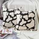 Faylapa Farmhouse Pillow Covers 18x18 Inch Set of 2, Cute White Cow Ghost Holiday Linen Throw Pillow Cases for Home Bedroom Living Room Sofa Couch Decor (Cover ONLY)