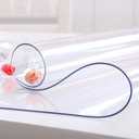 NECAUX Custom Multisize 1.5mm Thick Clear PVC Table Cover Protector - 36 x 66 Inch Table Pads for Dining Room Table Rectangular Vinyl Non-Slip Desk Pad for Coffee Table/Writing Desk