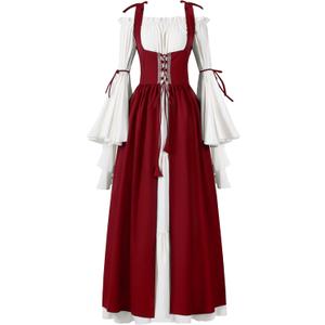 Spooktacular Creations Halloween Renaissance Costume Women, Renaissance Corset Dress, Plus Size Medieval Chemise for Cosplay (L)
