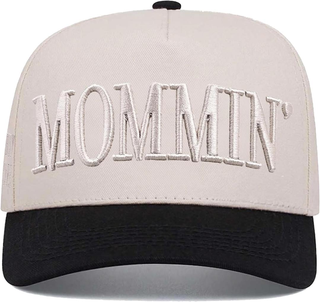Mom Hat Mommin Trucker Hats Mama Baseball Cap Women New Mom Gifts (Beige)