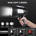LBE Rechargeable Spotlight Outdoor, 2,000,000 Lumens Led Spotlight Flashlight with Cob Light and Foldable Tripod, 6 Modes Waterproof Handheld Spot Light for Outdoor Marine Boating Hnting