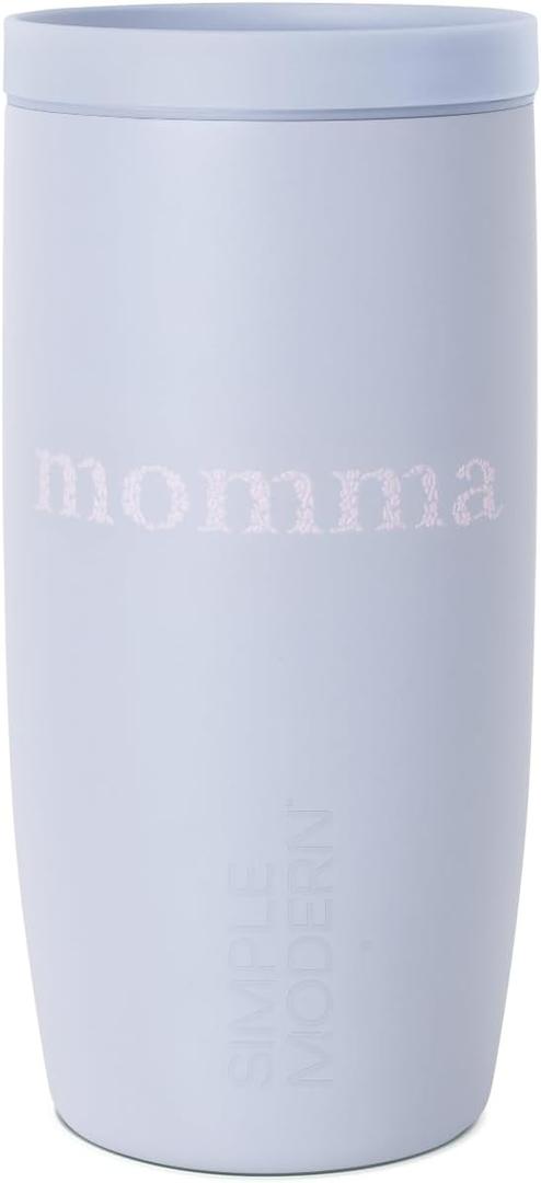 Simple Modern Mother's Day Travel Coffee Mug Tumbler with 360 Lid | Gifts for Her | Ceramic-Lined Insulated Stainless Steel Cold Brew Iced Coffee Cup | Voyager Signature | 16oz | Momma